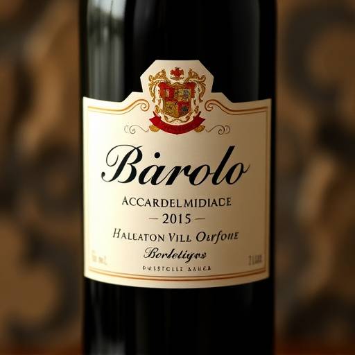 Bottiglia di vino Barolo con etichetta elegante