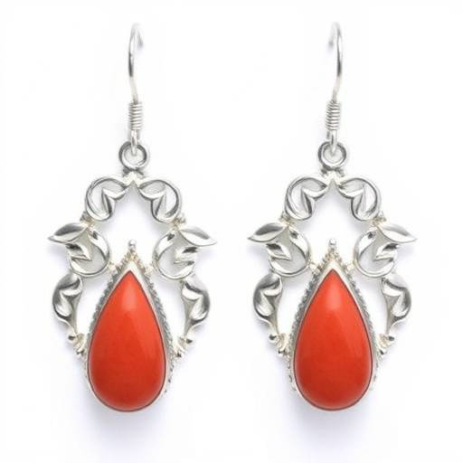 Orecchini pendenti in argento con pietra di corallo