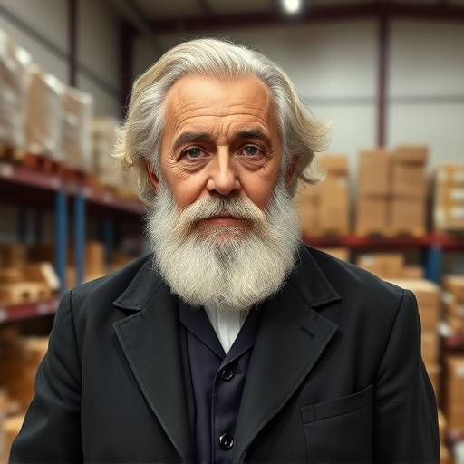 Ritratto di Antonio Verdi, responsabile logistica di Arte & Passione Italiana, in un magazzino, supervisiona l'imballaggio dei prodotti.